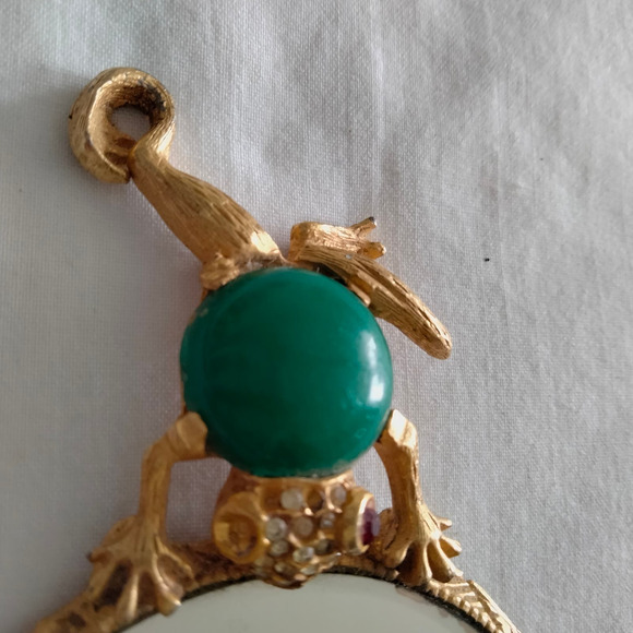 Frog Jeweled Pendant Hand Two-Sided Vintage Mirror main image 8